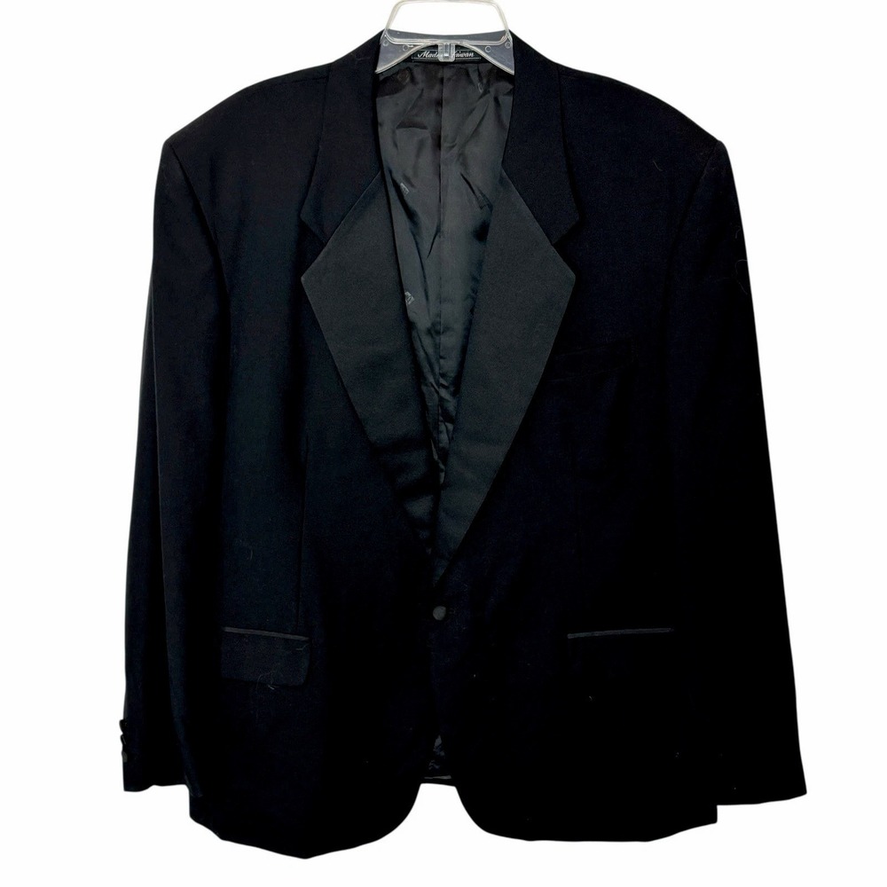 PIERRE BALMAIN Men's Black 100 % Wool Blazer Tuxedo One Button Size 48 R
